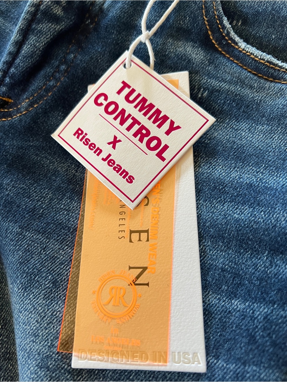 RISEN Jeans 3/26 Tummy Control High Rise Cuffed Straight Leg NWT Indie - Picture 7 of 8